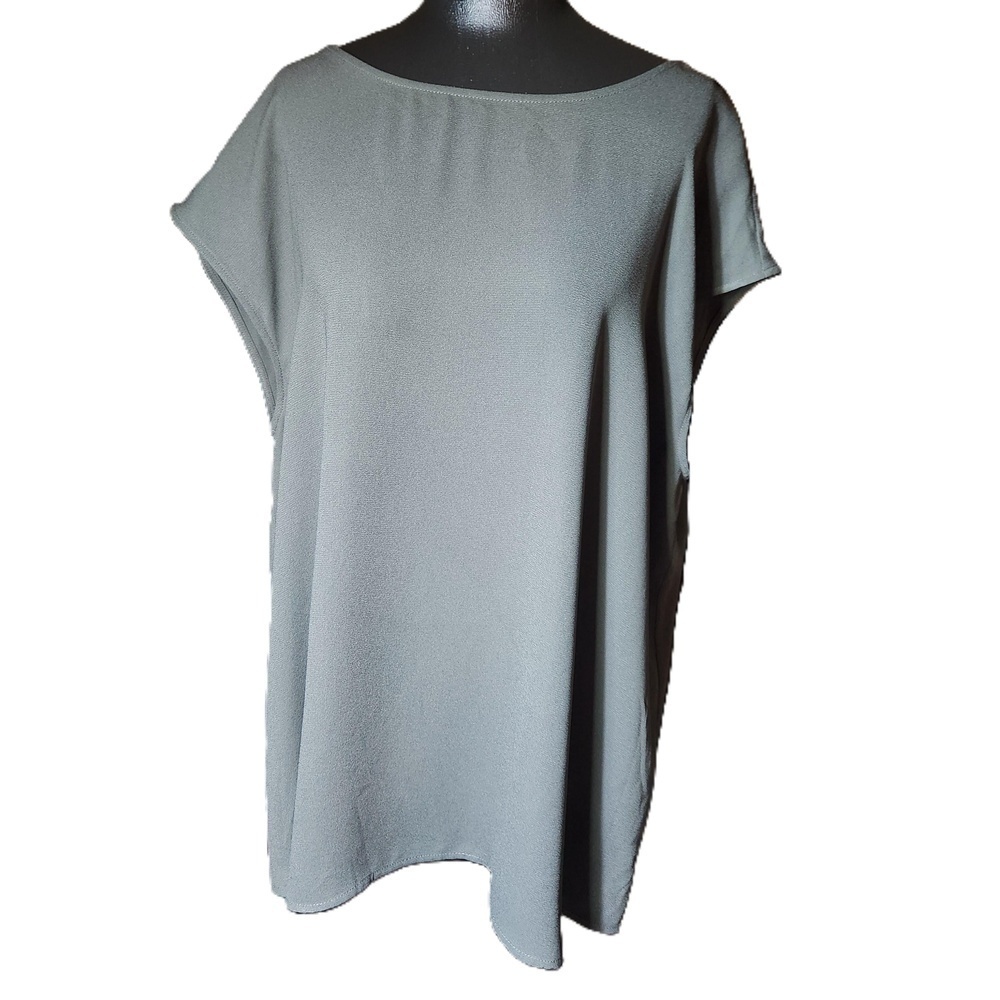 Halogen Womens Boat Neck Tunic Top Light Blue Gray 3X